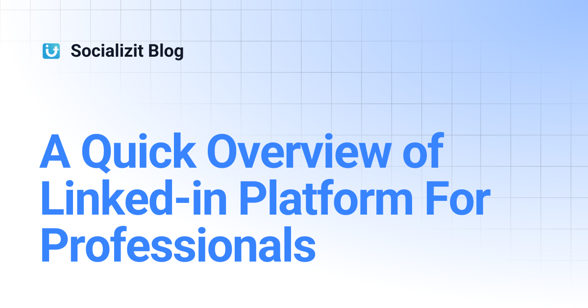 A Quick Overview of Linked-in Platform For Professionals | Socializit Blog